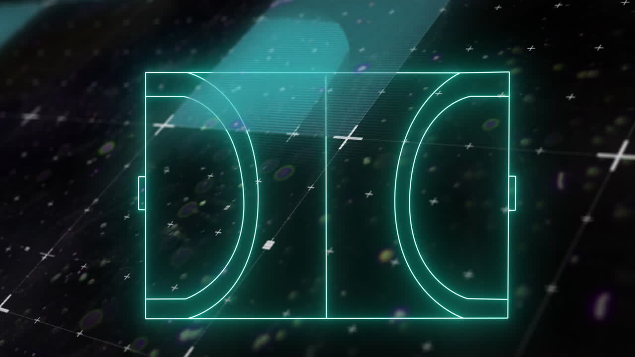 Animation of neon green sports field and markers