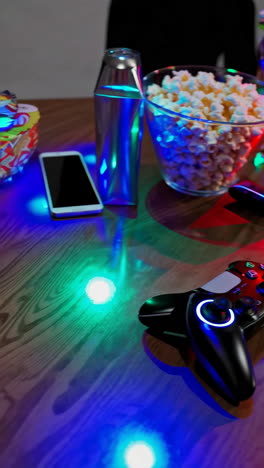 gaming night with snacks and lights