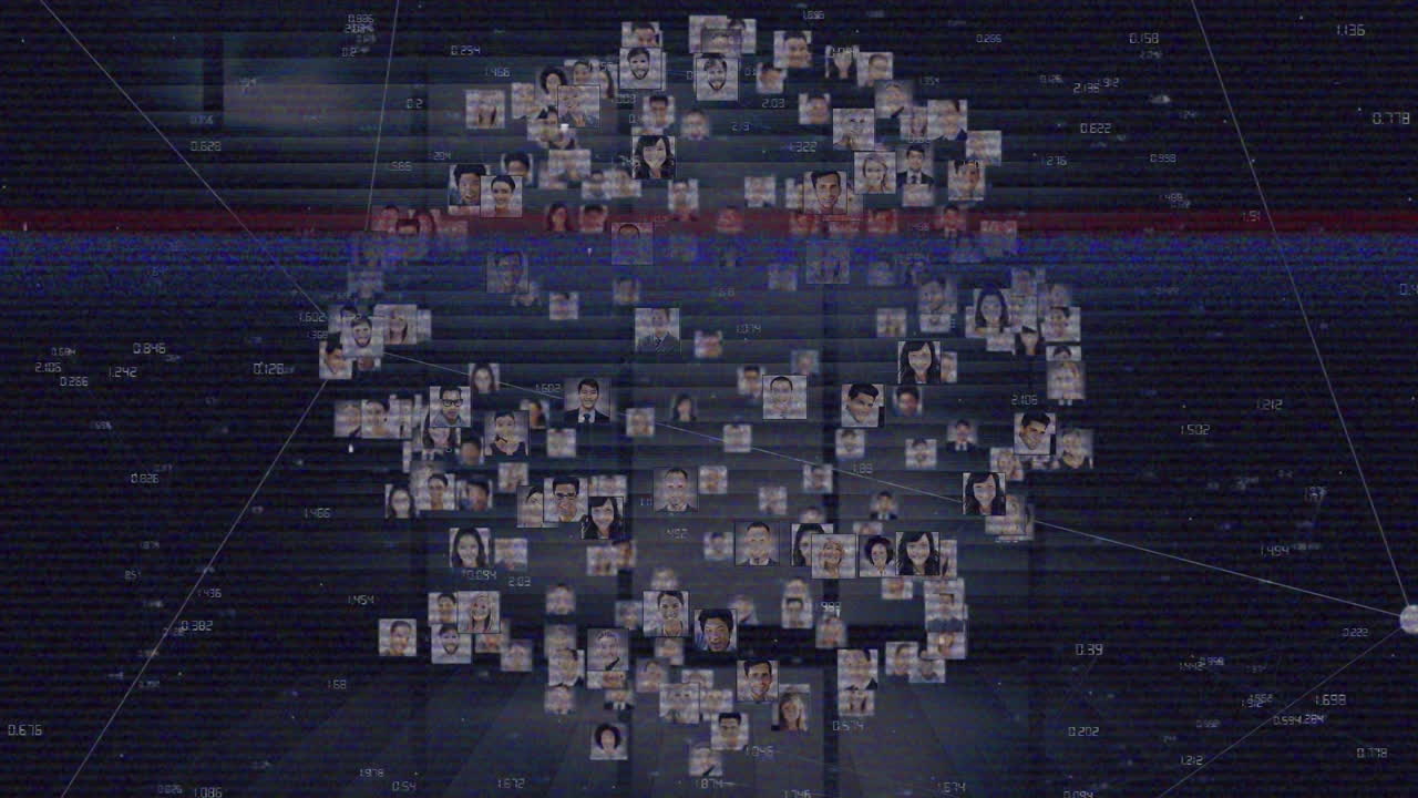 연결, 사업가 사진 및 데이터 처리와 함께 지구의 애니메이션