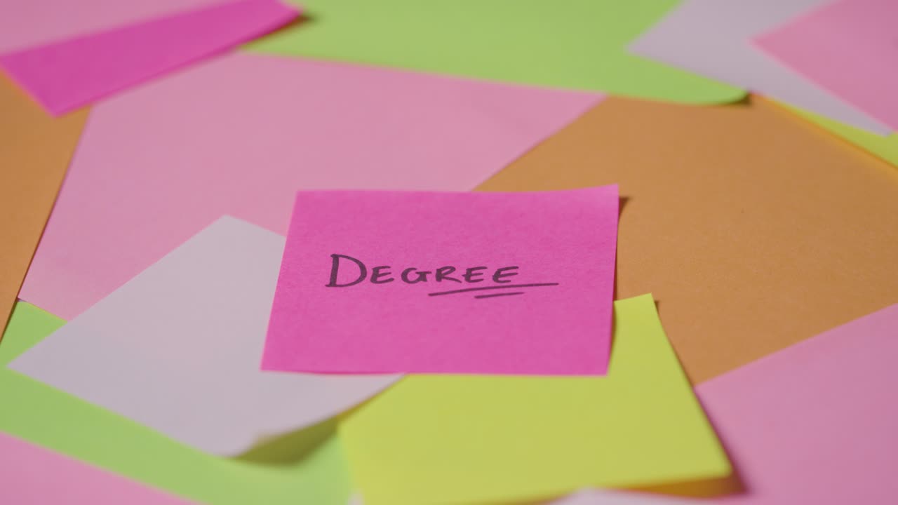 Education Concept Of Revolving Sticky Notes With Degree Written On Top Note 1