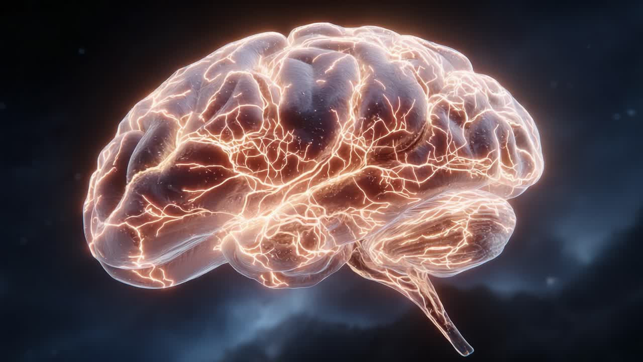 An Intricate Visualization of a Human Brain: Exploring the Electric Activity and Neural Connectivity That Powers Our Thoughts and Behaviors