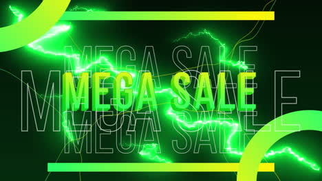 animación del texto de mega venta en repetición en fondo negro