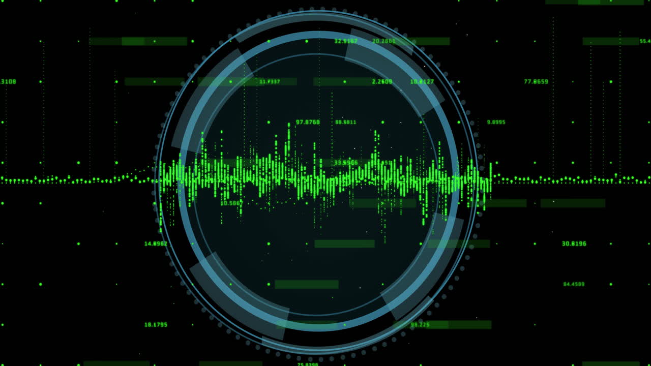 animación del icono del escudo y procesamiento de datos sobre fondo negro