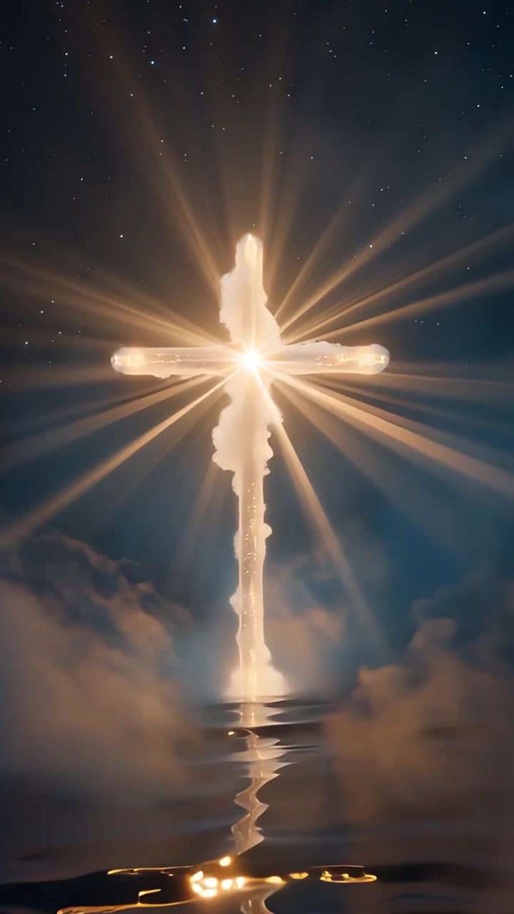 Christian Cross Heavenly Light Worship Background 4K