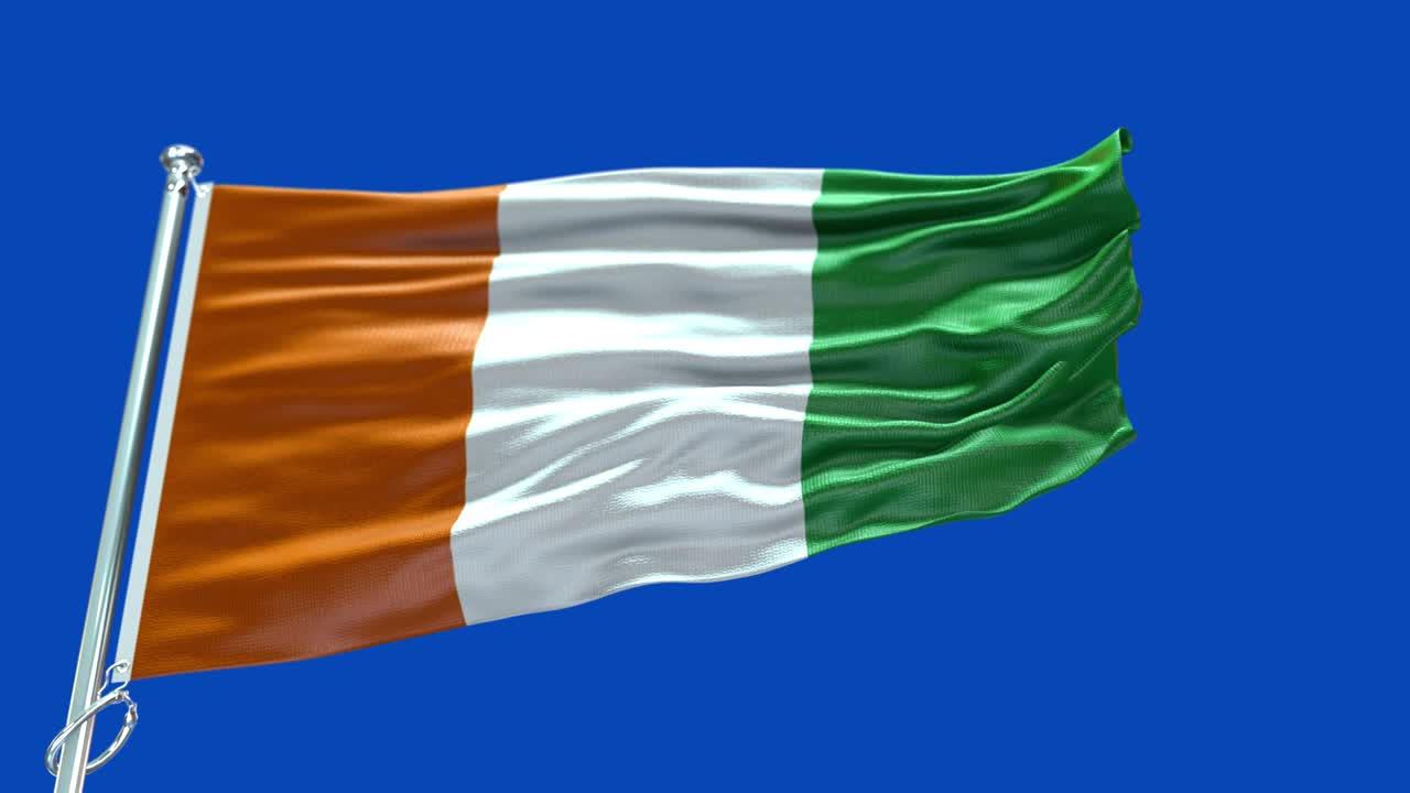 bandera de costa de marfil de 4k muy detallada - bandera de côte d'ivoire de alto detalle - bandera nacional de costa de marfil patrón de ondas elementos en bucle