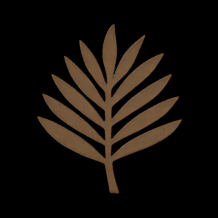 Stylized Brown Leaf Shimmering on Black Background