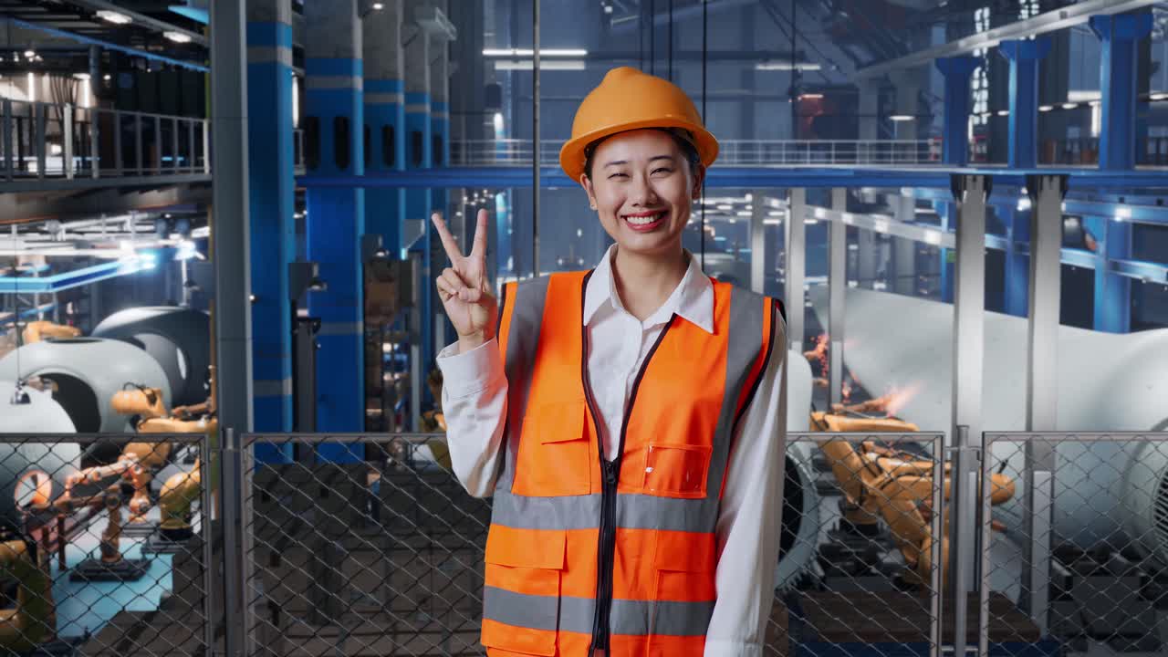 로을 가진 공장에서 여성 엔지니어