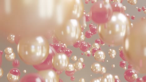 burbujas de colágeno animación de movimiento. burbujas líquidas doradas y rosadas flotando en el aire.