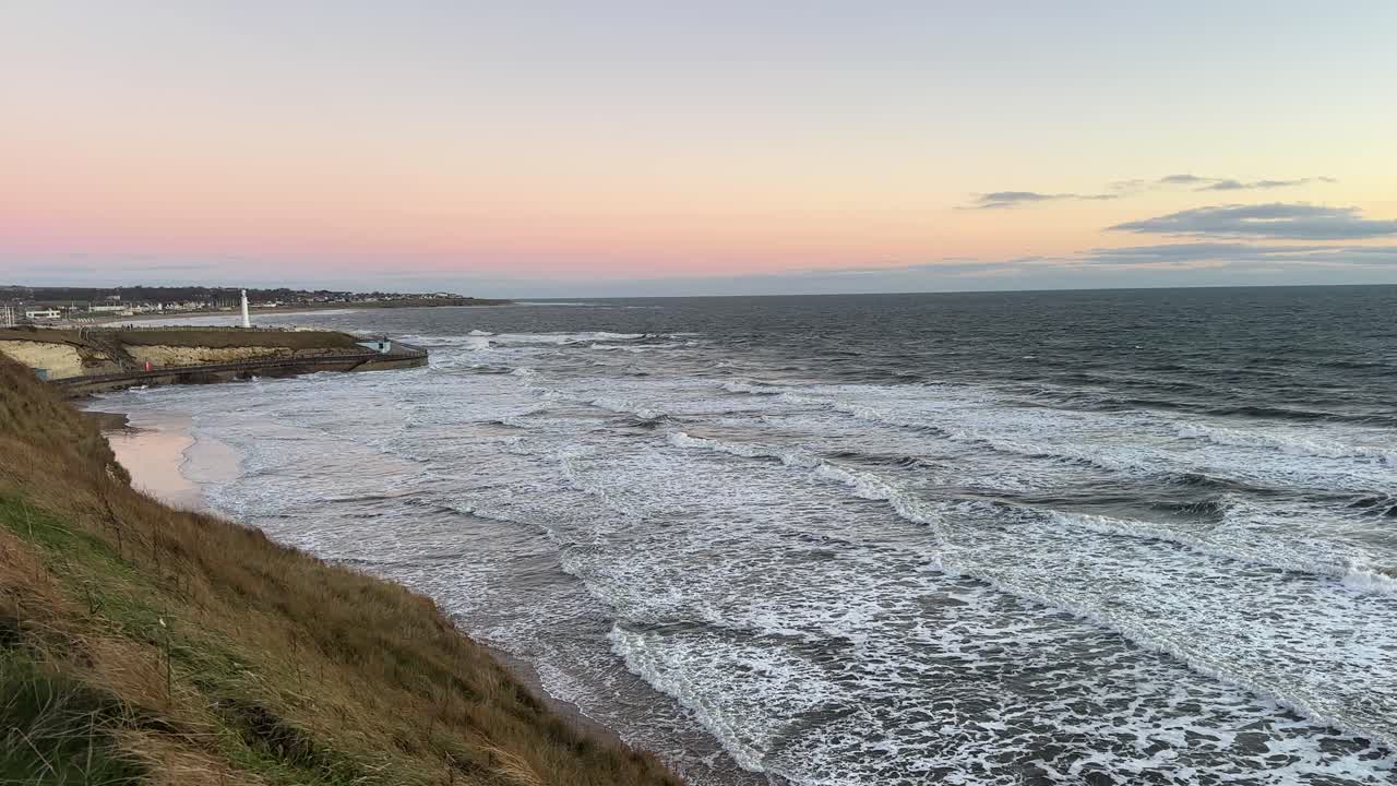 Tidlig morgen solopgang roker mole strand sunderland nordøst england britisk hav uk