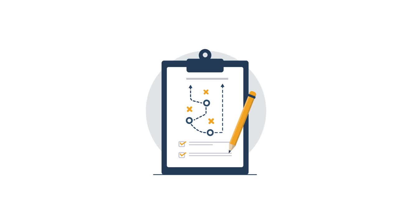 Animated Clipboard with Strategy Plan and Checklist