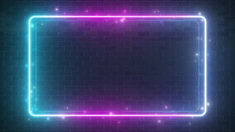 neon frame on a brick wall background