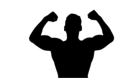 muscular man cheering and jumping silhouette