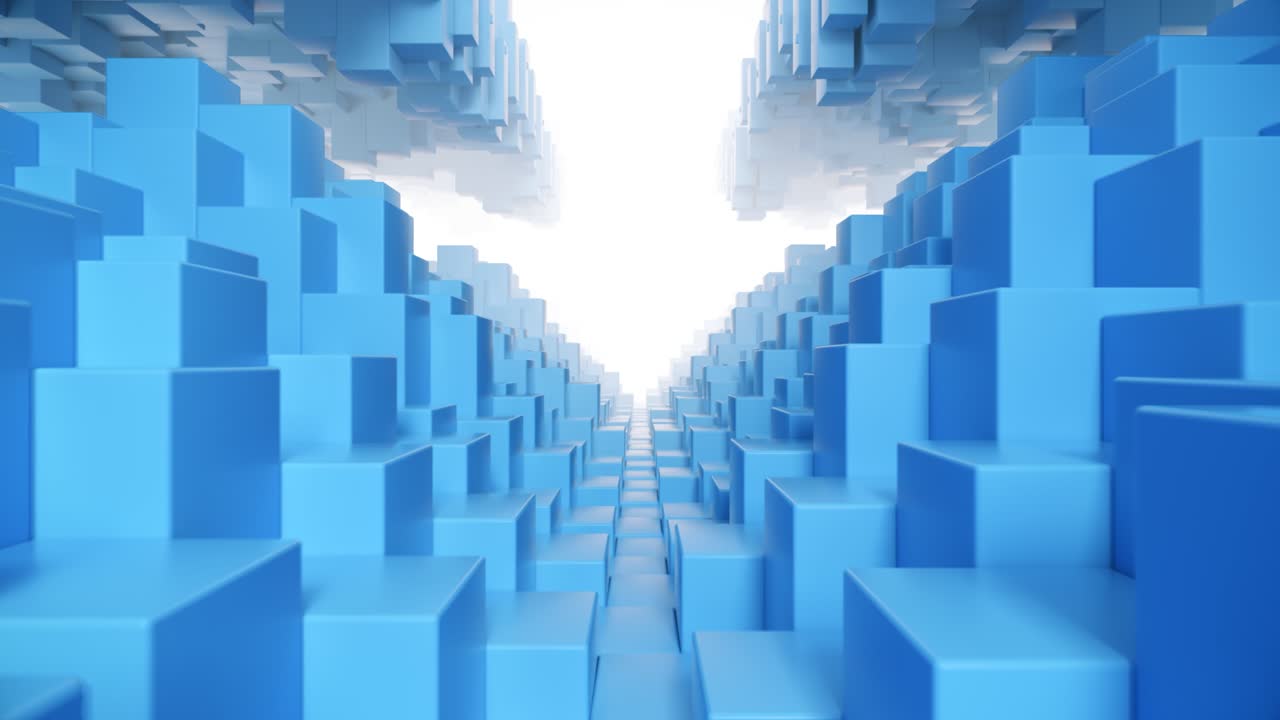 추상적인 블루 큐브 패턴