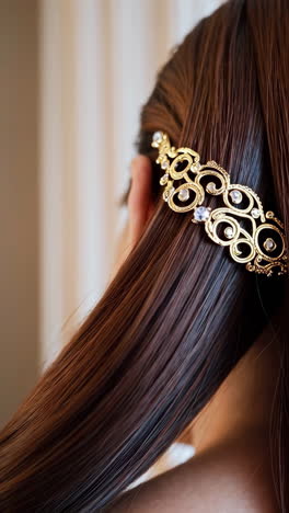 woman's hair with gold hair clip