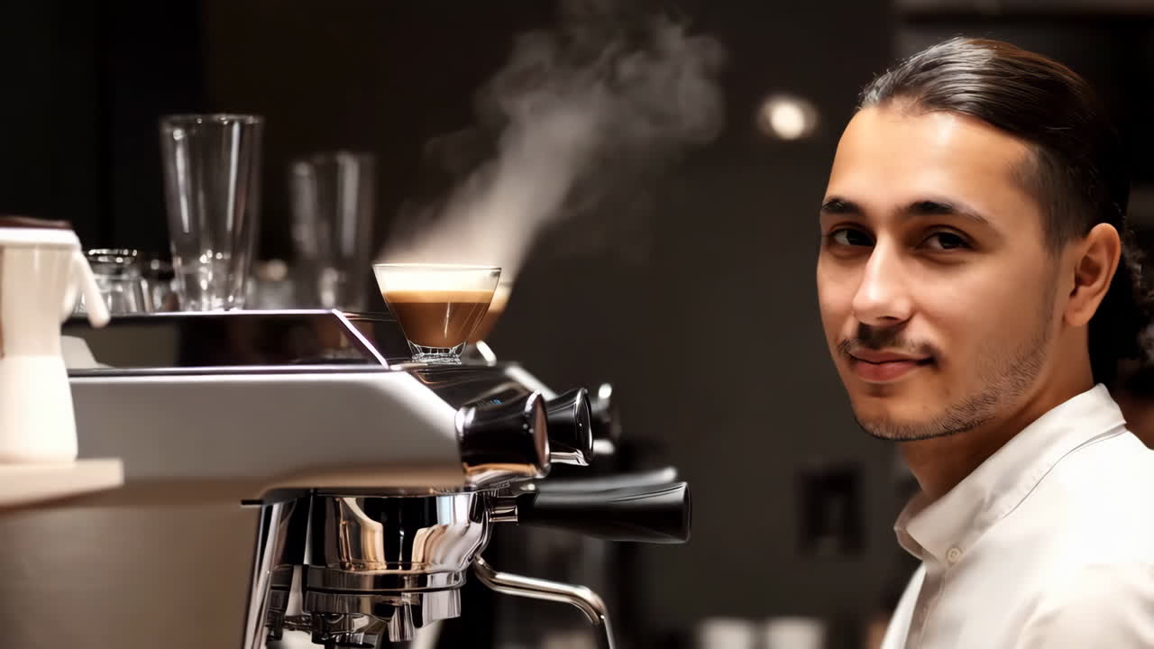 barista preparando café