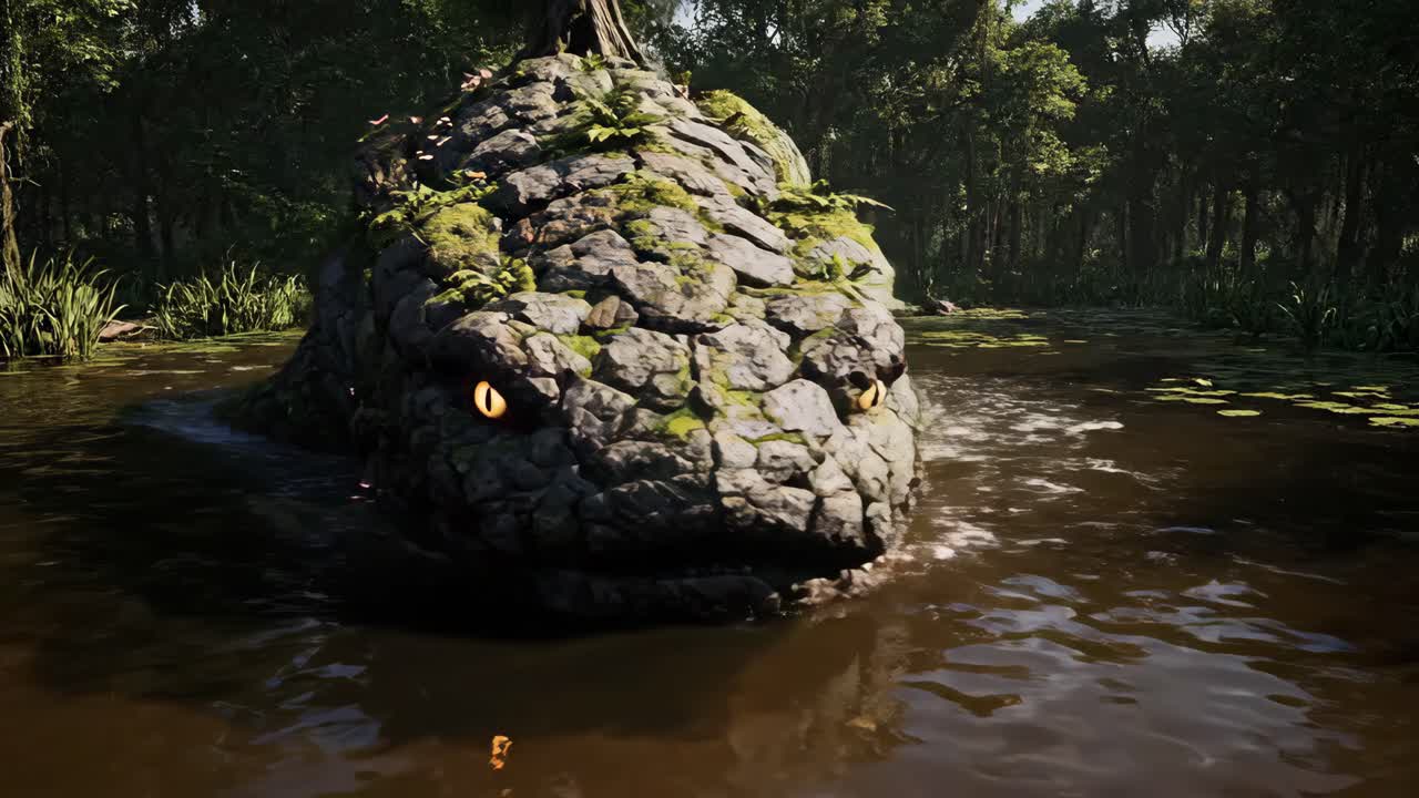 Swamp Turtle Surrounded by Lily Pads