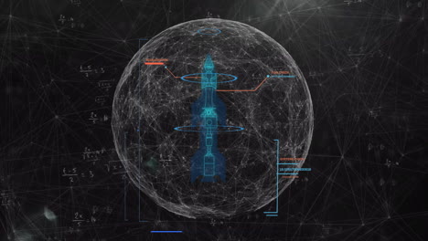 Animación-De-Ecuaciones-Matemáticas-Sobre-El-Globo-Sobre-Fondo-Negro