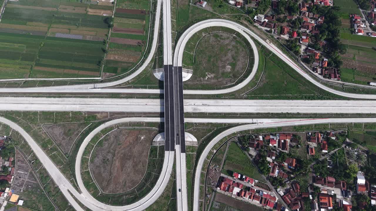 Aerial view of the Prambanan highway interchange. Aerial view of Indonesia's infrastructure