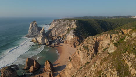 Aerial-view-of-Ursa-beach-during-golden-hour