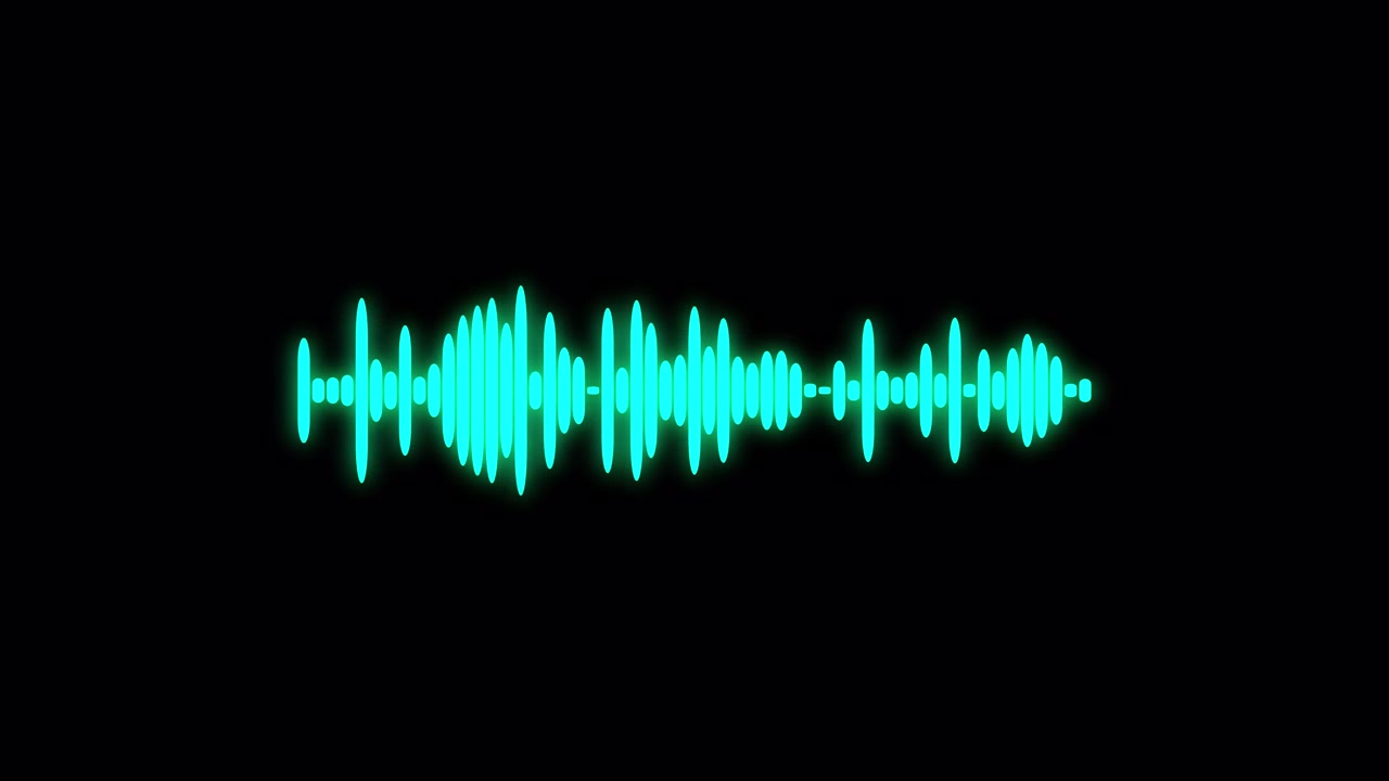 Animated Cyan Audio Waveform on Black Background
