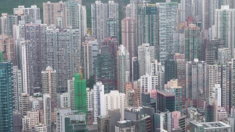 Aerial-view-of-skyscraper-apartments-and-office-buildings-at-one-of-the-most-densely-populated-places-in-the-world