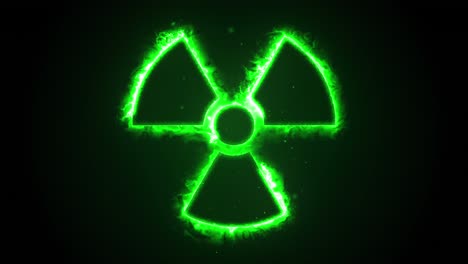 símbolo radiactivo verde brillante