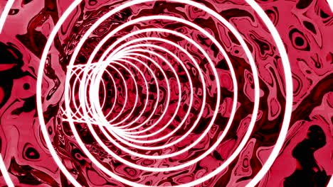 abstract neon red tunnel with circles