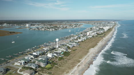 tracking backwards over wrightsville beach, north carolina vast seashore expanse