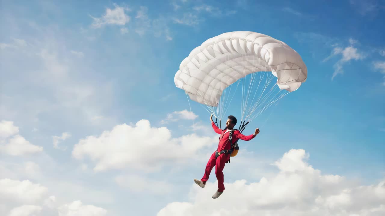 Man Skydiving with Parachute