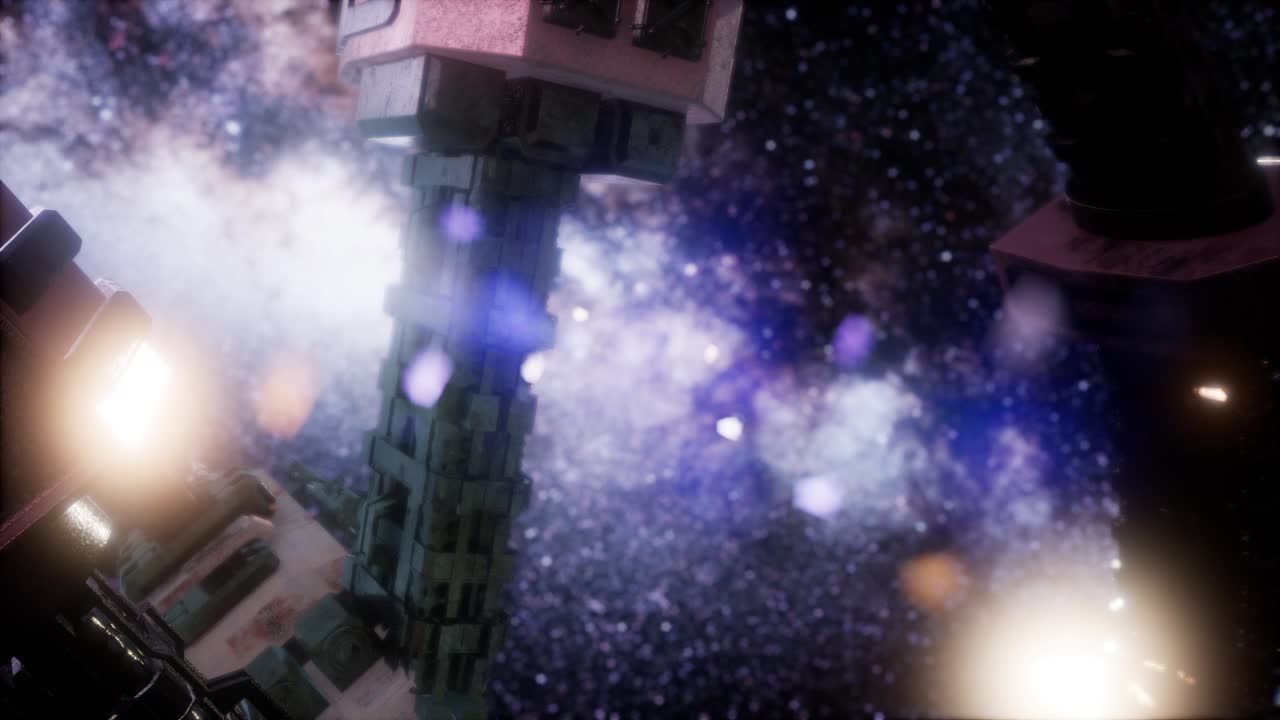 nave espacial y estrellas de la vía láctea