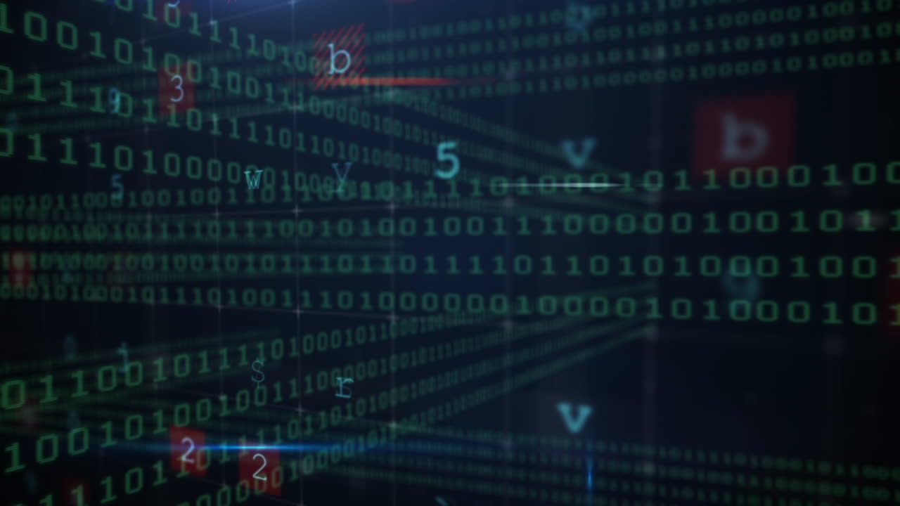 animación de advertencia de ataque cibernético sobre el procesamiento de datos en fondo negro