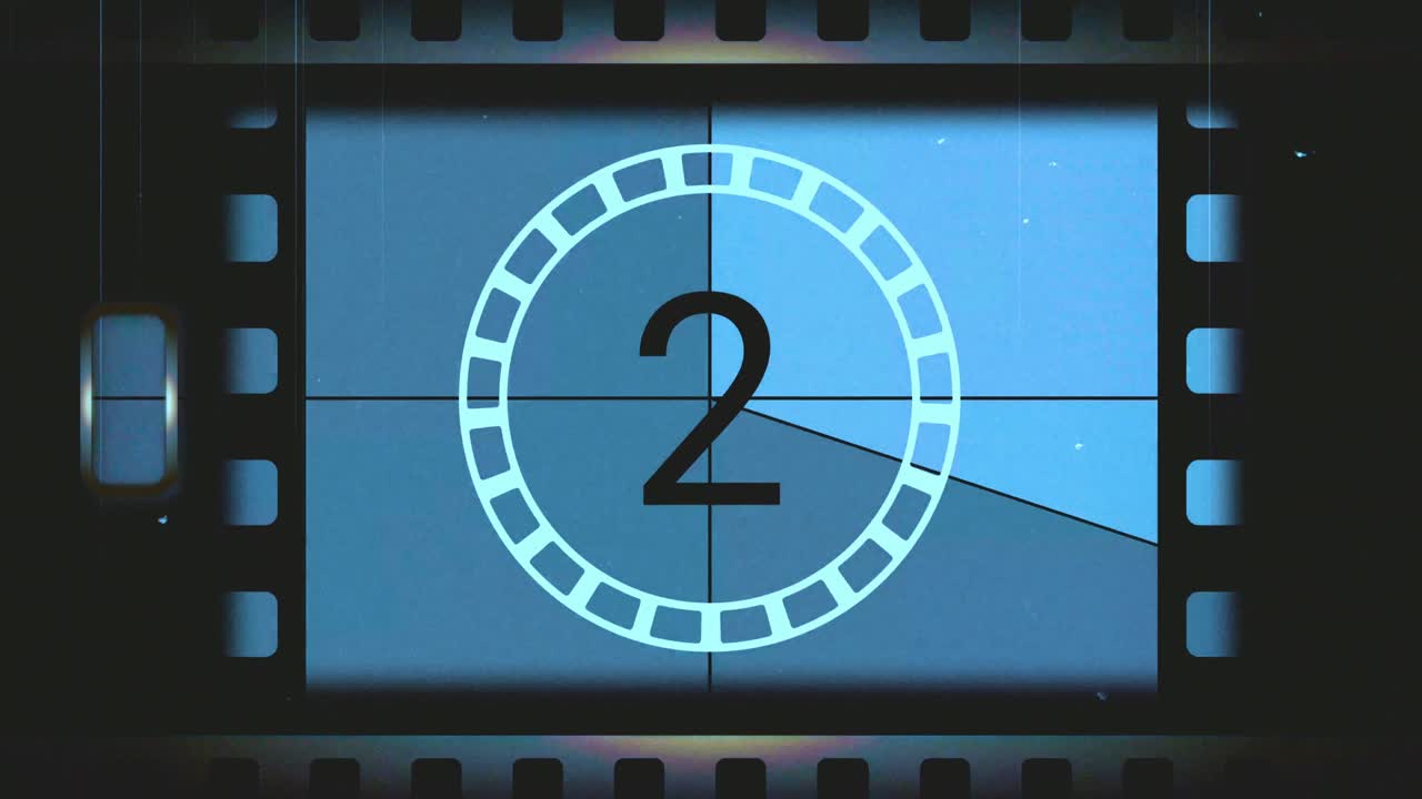 Contagem regressiva de filme vintage de cinco a zero