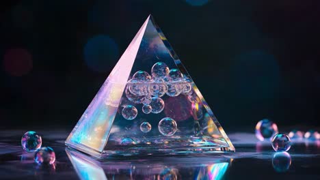 Abstract Glass Pyramid with Bubbles