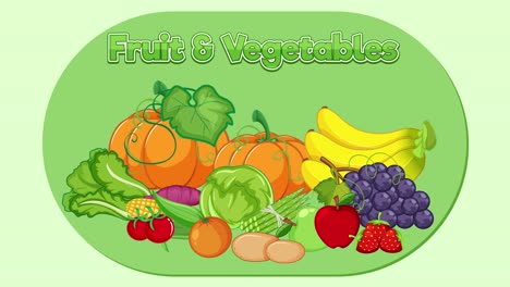 vibrant assortment of fruits and vegetables in animation