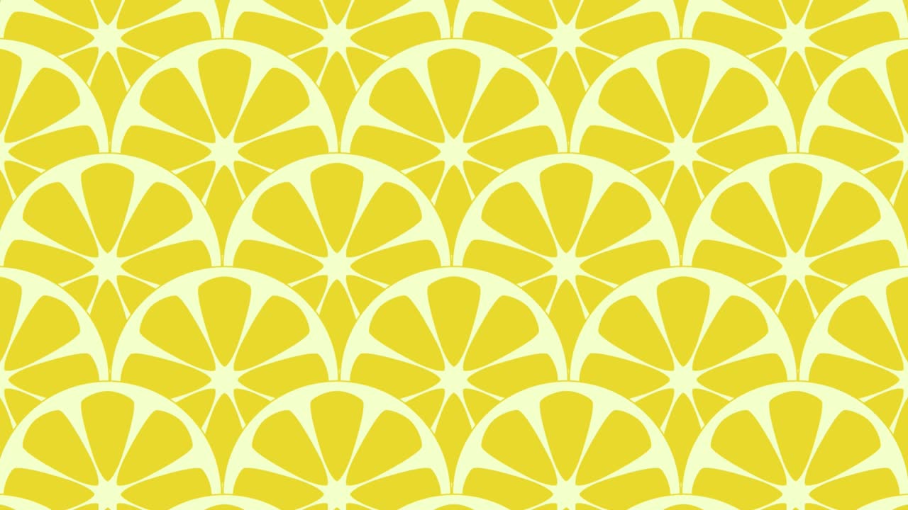 Seamless geometric pattern with sliced lemons. Animated background and illustration.