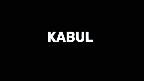 a smooth and high quality, silver 3d text reveal of the capital city "kabul