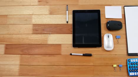 digital tablet, mouse, clipboard, pen and calculator