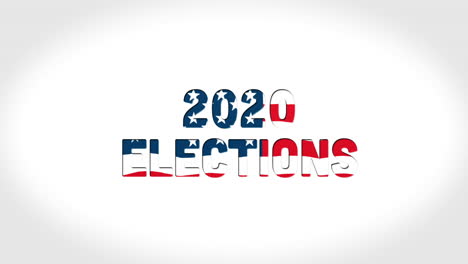 animation of the words 2020 elections filled with american flag on white background.