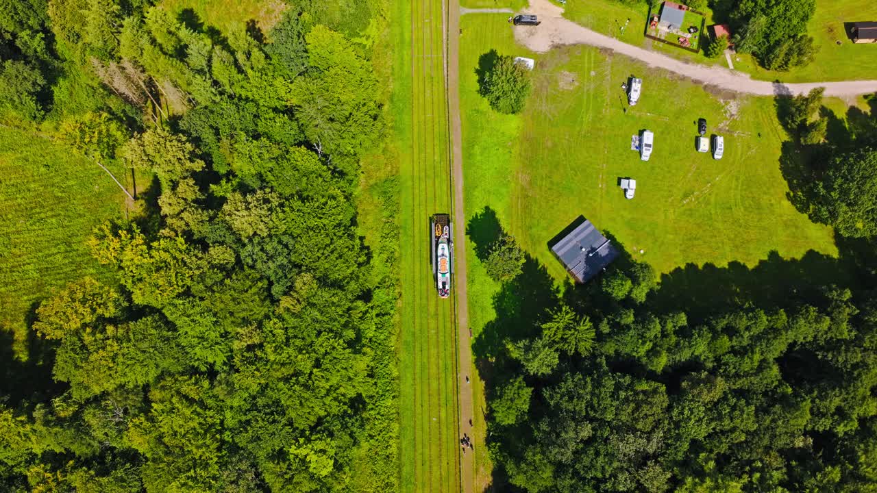 Legendary Buczyniec slipway top view showing boats carried on rails across land