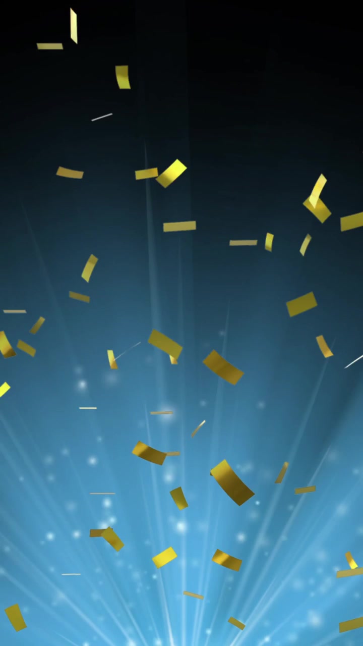 Animation von Konfetti und Lichtflecken auf schwarzem Hintergrund