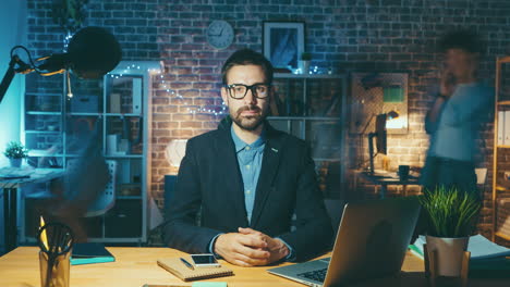 businessman working late in the office