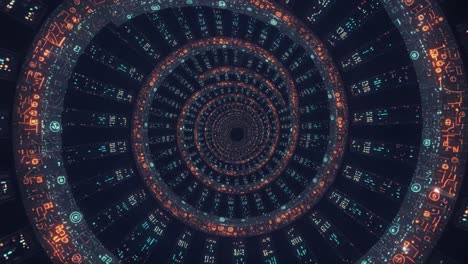 exploring a hypnotic circular data visualization: a journey through digital patterns and vibrant colors in an endless spiral of information