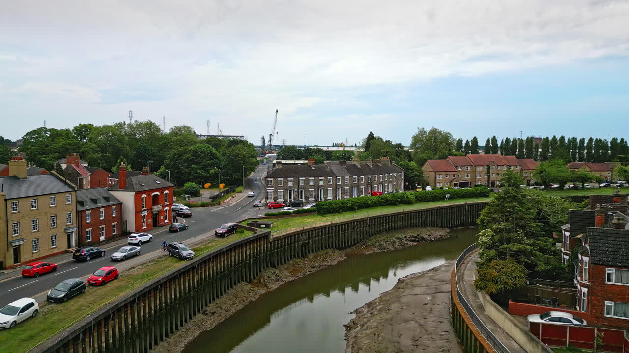 Breathtaking aerial drone footage displays Boston, Lincolnshire: Port, ships, Saint Botolph Church , Saint Botolph&rsquo;s Bridge