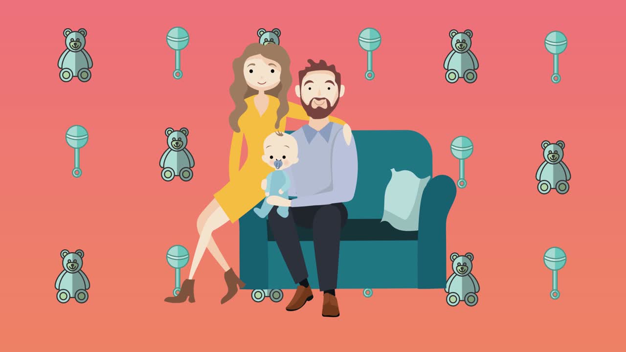 ⁇ 은 배경 에  ⁇ 안고 있는 행복 한 가족 의 애니메이션