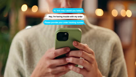customer service chat on a mobile phone