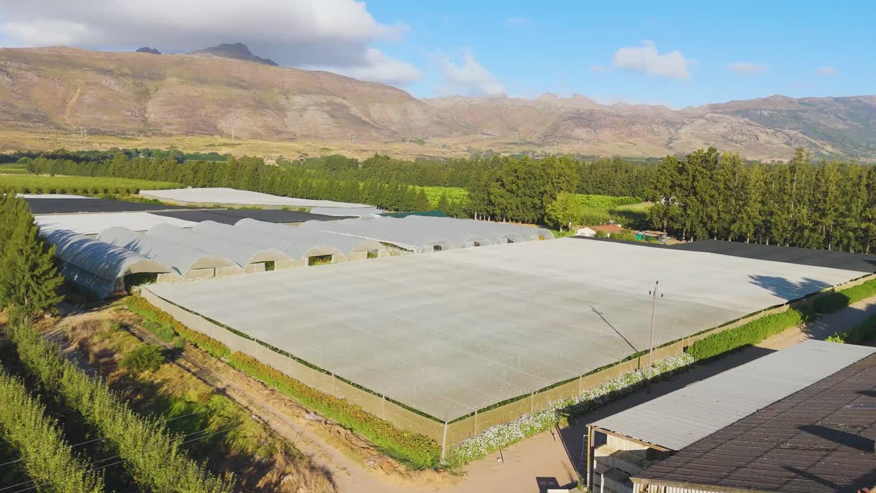 Drone showing side views of the adene flower farm warehouse