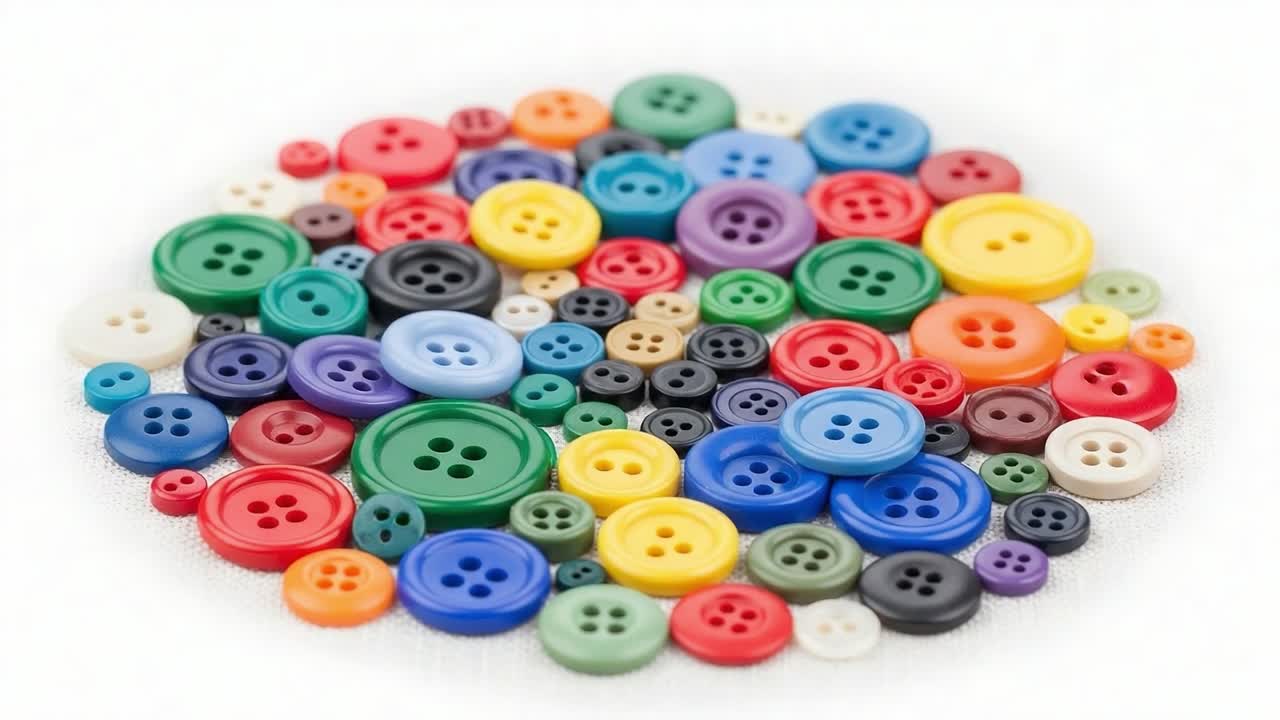 An Array of Colorful Buttons: A Vibrant Collection Showcasing Diverse Shapes, Sizes, and Shades Perfect for Crafting and Sewing Enthusiasts