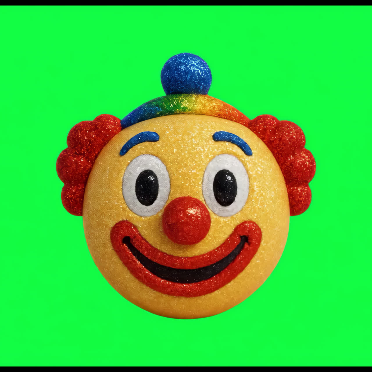 Colorful playful clown emoji animation isolated asset, transparent 4K video, alpha channel, ProRes