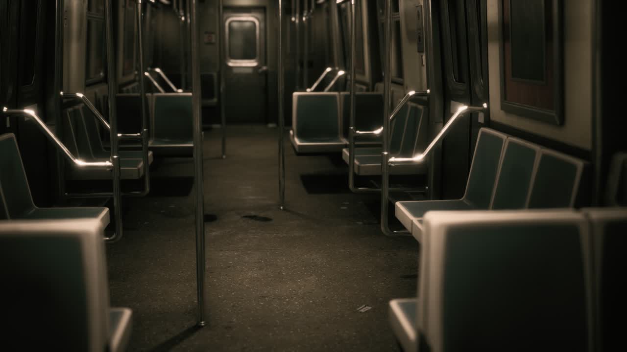 Inside of New York Subway empty car