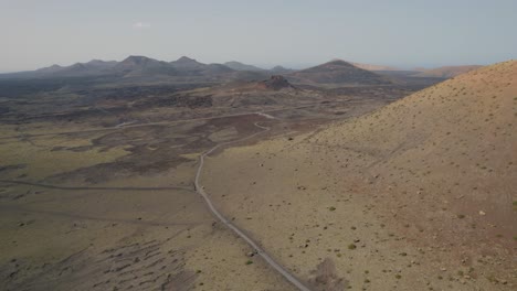 Drone-panning-around-volcanic-mountains-in-the-Canary-Islands-of-Spain